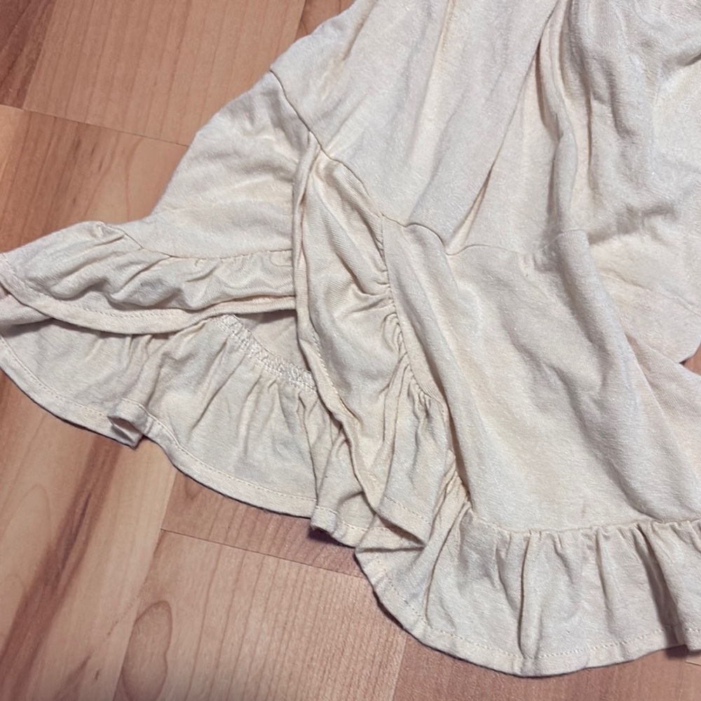 Cream Ruched Relaxed Ruffle sleeve Blouse - Picture 3 of 6